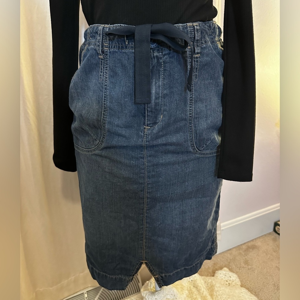 Eddie Bauer Blue Midi Skirt with Adjustable Waist